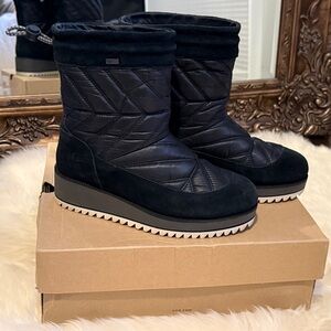 UGG Women Beck Suede Quilted black Waterproof Mid-calf Winter Boots 6.5